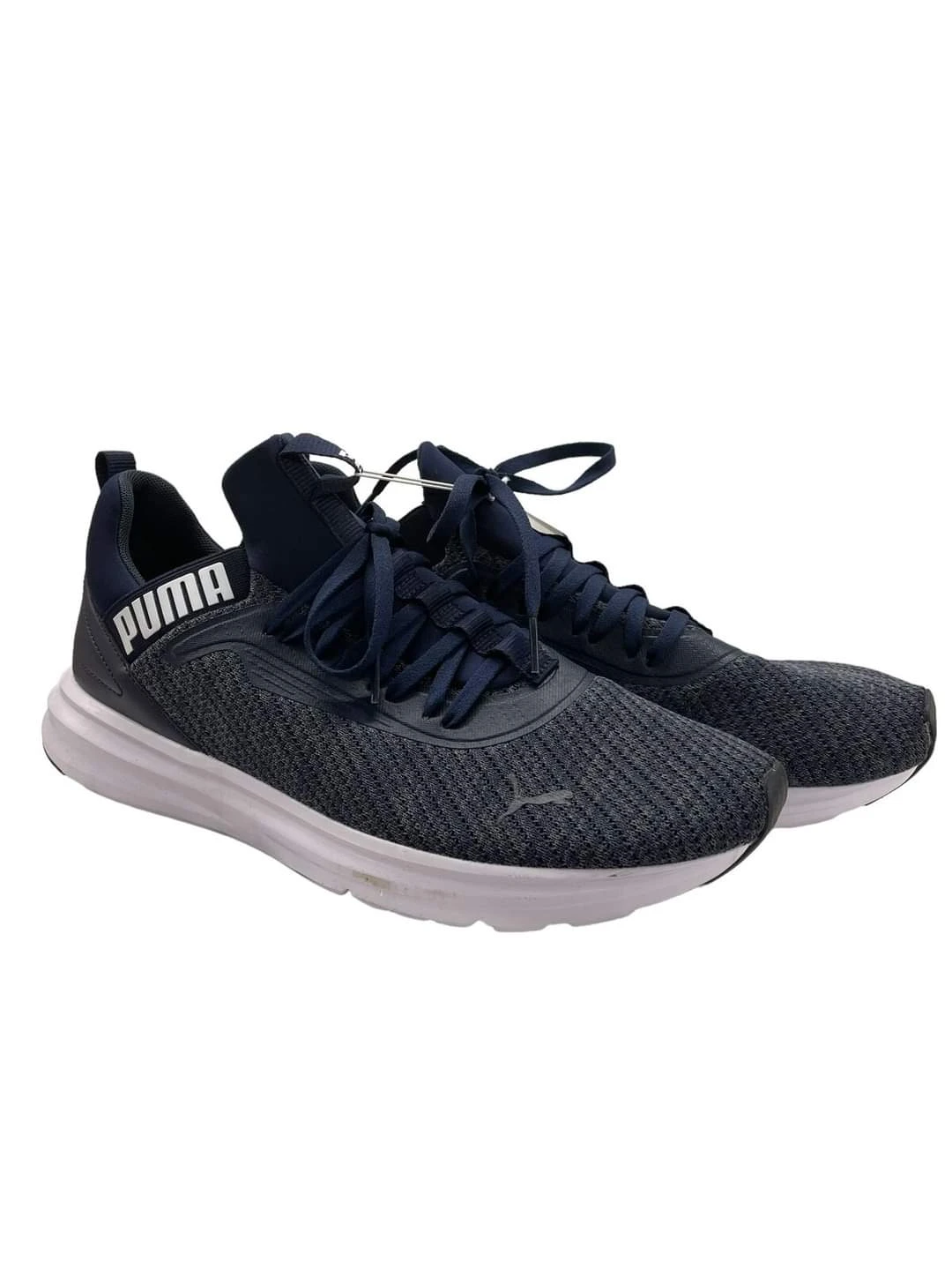 حذاء PUMA Enzo 2 Knit رجالي للجري – نسيج شبكي كحلي وأبيض، نعل SoftFoam+ للراحة، تصميم رياضي عصري