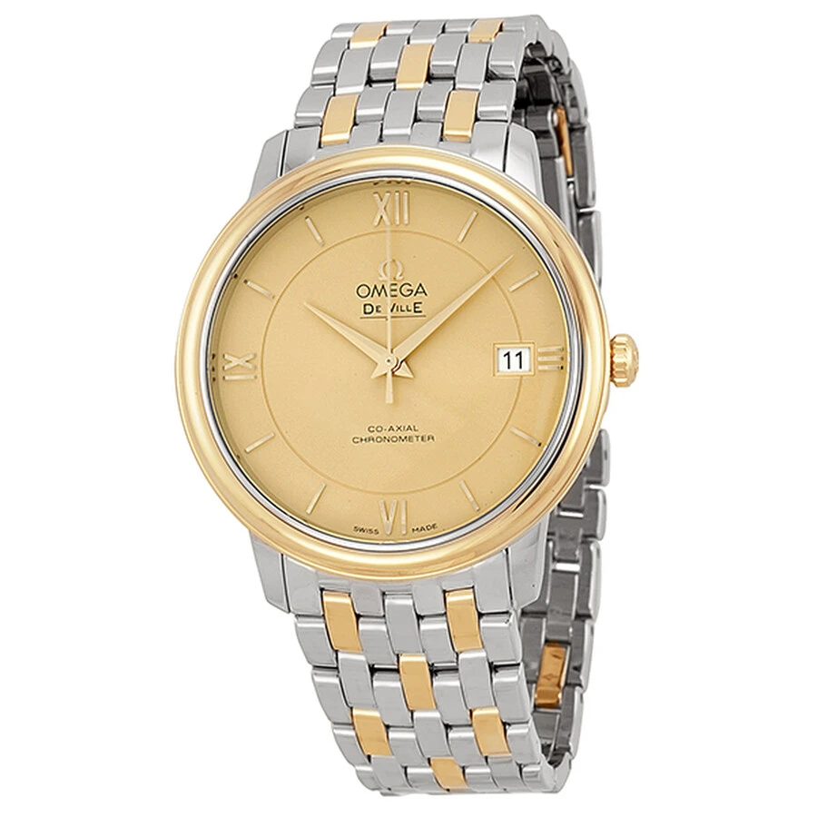 Omega DeVille Prestige Steel & 18kt Yellow Gold Champagne Dial Unisex Watch